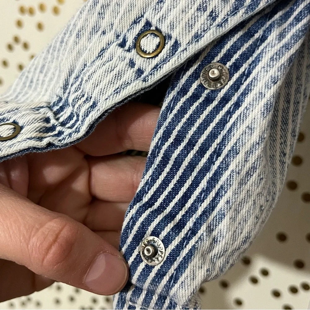 Vintage OshKosh B'gosh Kids Blue Hickory Stripe Overalls *WITH STAIN*